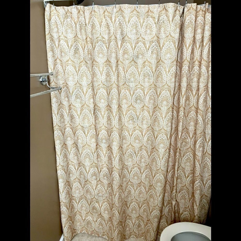 Mustard and Cream Floral Abstract Shower Curtain 72” by 72”